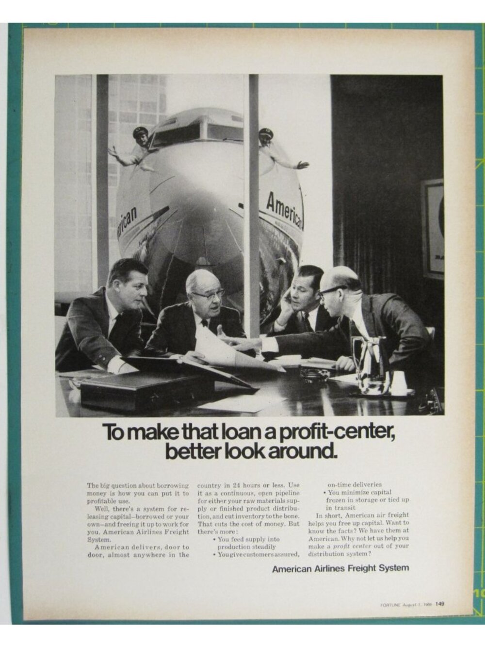 Print Ad American Airlines Freight System Make Loan A Profit-Center August 1968